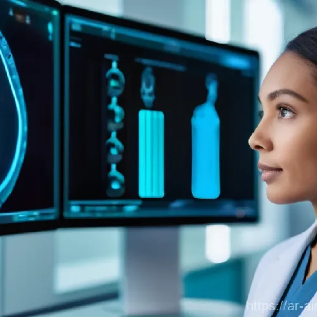 AI 치료의 성과 분석 및 평가 - **AI-Enhanced Early Diagnosis with a Human Touch**
    A compassionate female doctor, wearing modern...