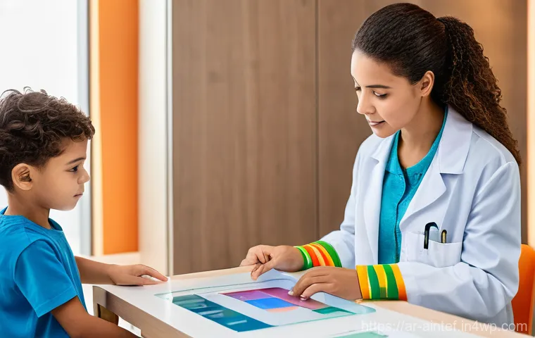 AI 치료의 성과 분석 및 평가 - **AI-Enhanced Early Diagnosis with a Human Touch**
    A compassionate female doctor, wearing modern...