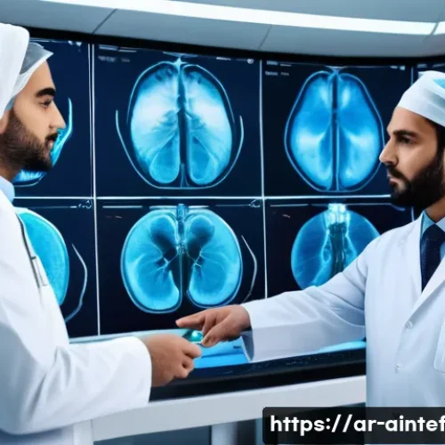 Home 33 AI 치료의 신뢰성 및 효과성 평가 - A high-tech medical imaging laboratory in a modern Middle Eastern hospital, featuring advanced AI-po...