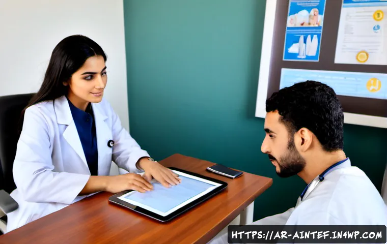 AI 치료의 사회적 책임 문제 - Photorealistic hospital ethics consultation in a modern Gulf-region clinic, an Arab female doctor in...